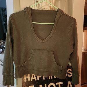 Vintage Waffle Knit Cropped Hoodie